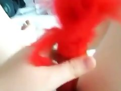 Chubby girl filming selfshot video