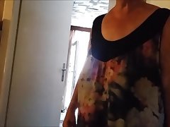 Braless saggy boobs on granny part 3