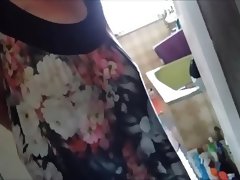Braless saggy boobs on granny part 1